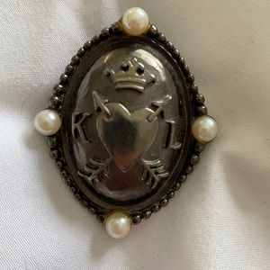 Vintage Karl Lagerfeld Gunmetal and Pearl Brooch